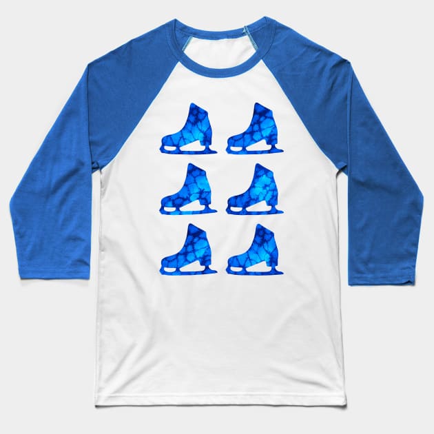 Watercolor Figure Skates (Blue) Baseball T-Shirt by illucalliart